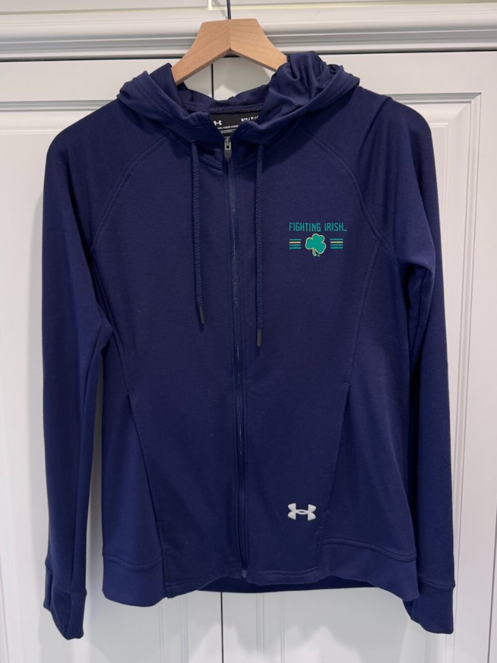 Under Armour Notre Dame Fighting Irish Navy Blue Zip Hoodie Sweatshirt Size Smal